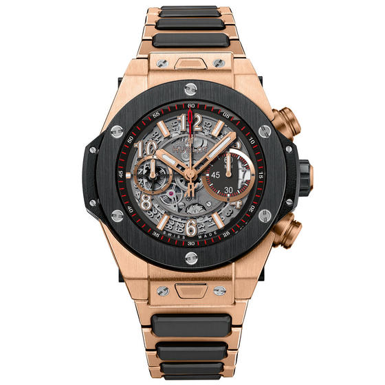 Swiss Luxury Replica Hublot BIG BANG UNICO KING GOLD CERAMIC BRACELET 411.OM.1180.OM Watch